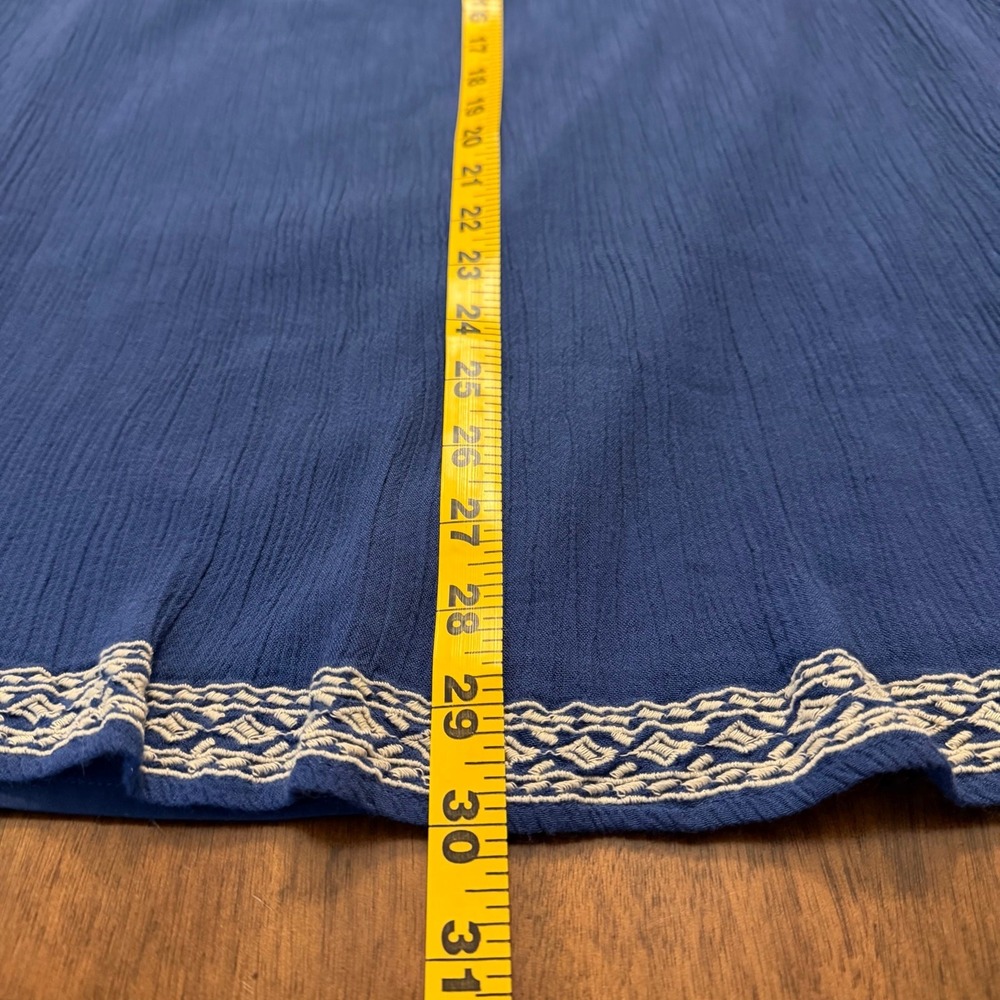 Lucky Brand Blue Embroidered Gauze Shift Dress Womens Small Boho Short Sleeve - Picture 8 of 8